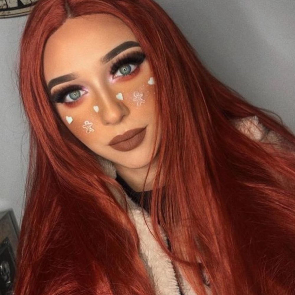 22” Dark Orange  STRAIGHT T part Lace Front Wig NEW